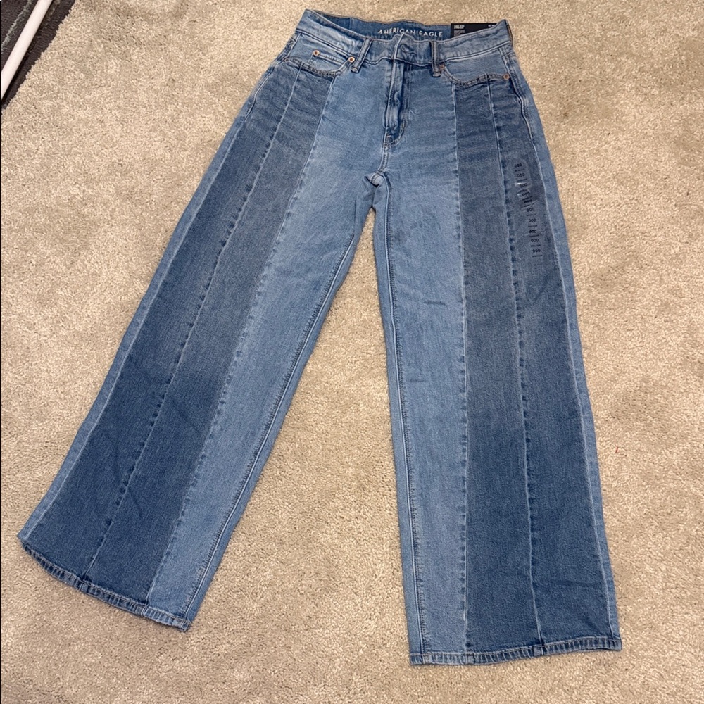 American Eagle Outfitters Two-Tone Flare Jeans